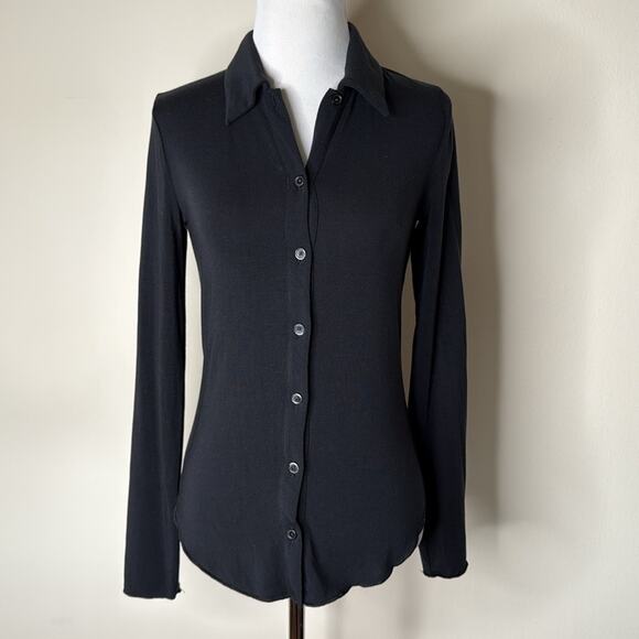 Wilfred Aritzia Black Long Sleeve Polo Shirt - Picture 2 of 7